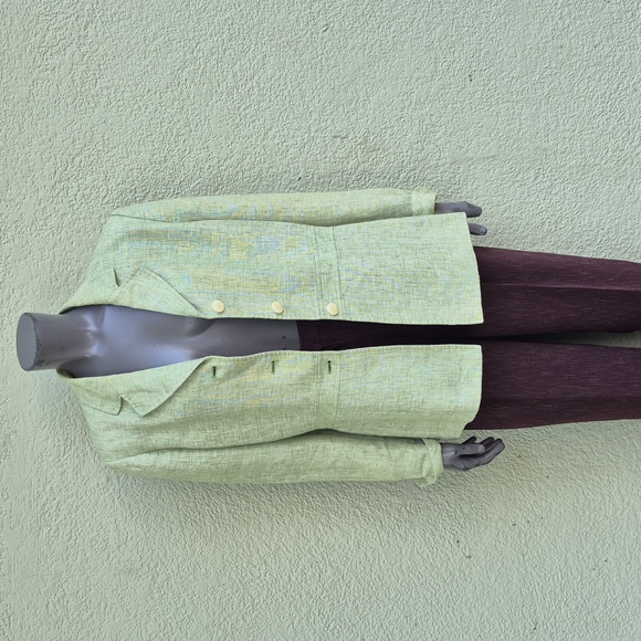 Le Suit (Vietnam) Ladies Sage Green Pure Linen (3) Button Luxury Blazer - Picture 1 of 15